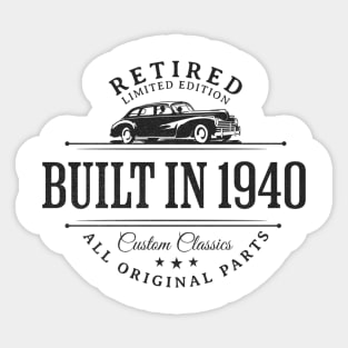 1940 Retired Parts Retirement Birthday Sticker